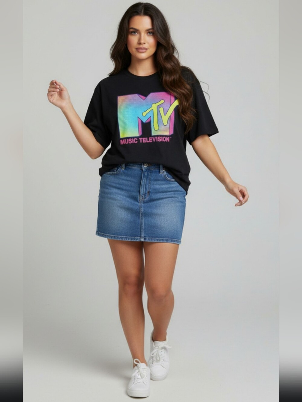 MTV Black Media T-Shirt With Colorful Graphics, 2xlt